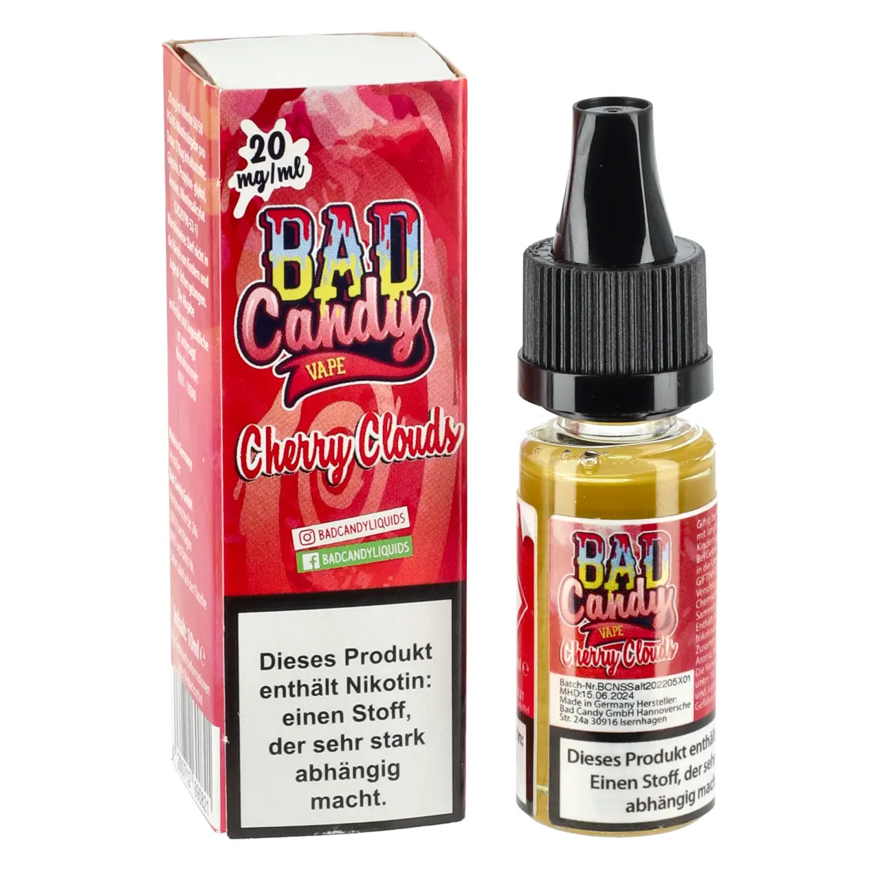 Cherry Clouds - Bad Candy Vape Nikotinsalz Liquid für Mehrweg Vape - 10ml