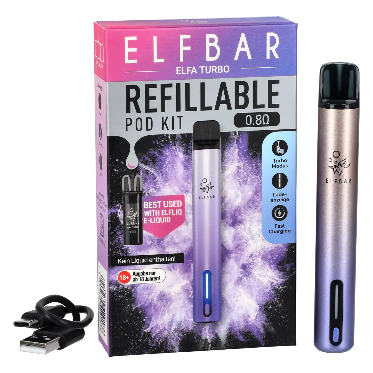 Elfbar Elfa Turbo Pod Kit E-Zigaretten-Set in Aurora Purple