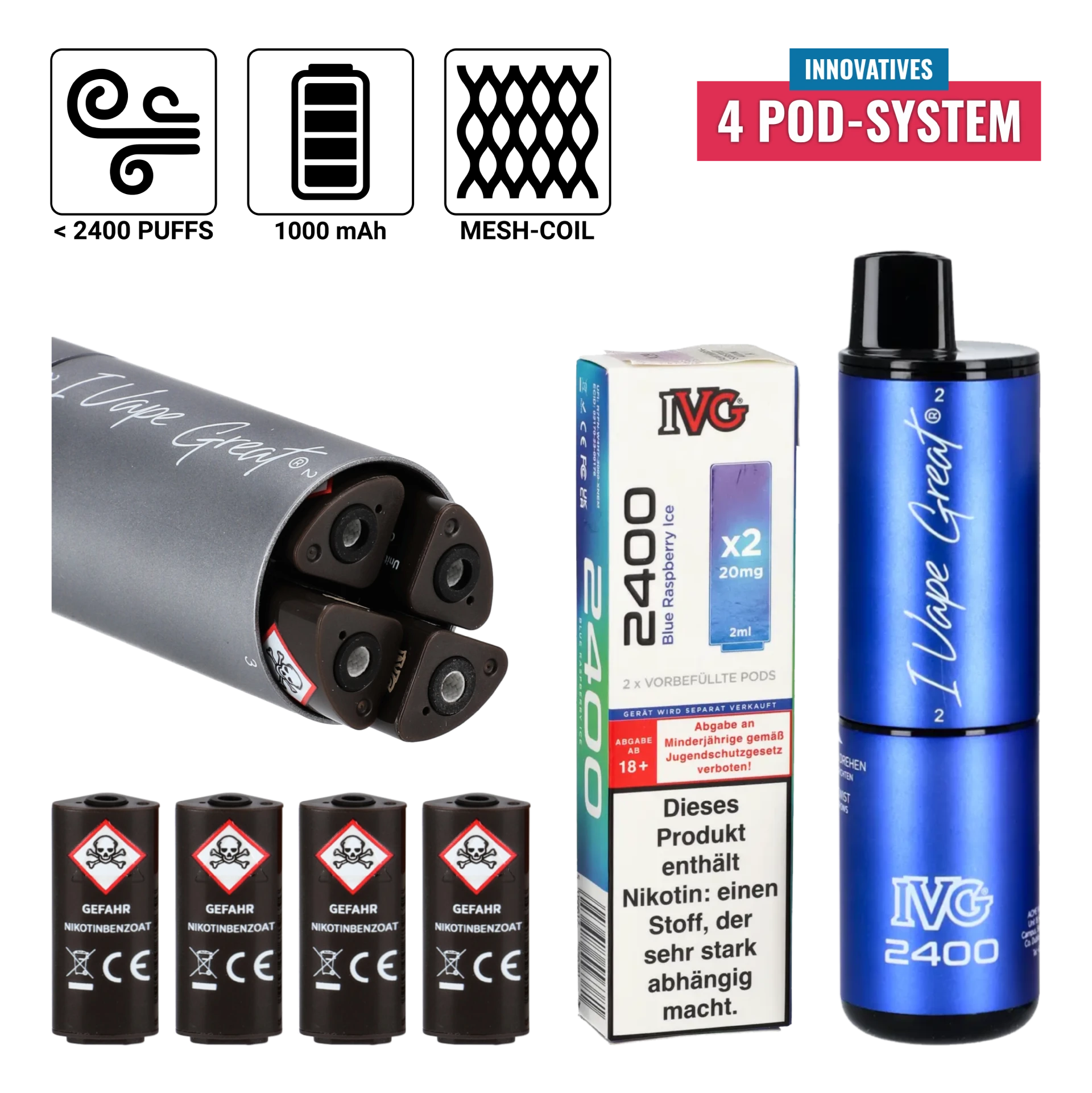 Vape IVG 2400 4-Pod-System