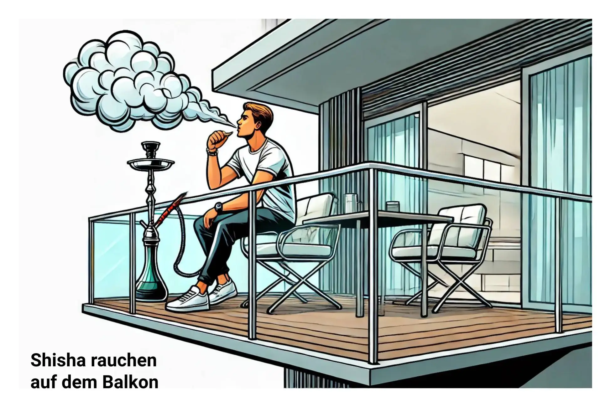 Shisha rauchen auf dem Balkon