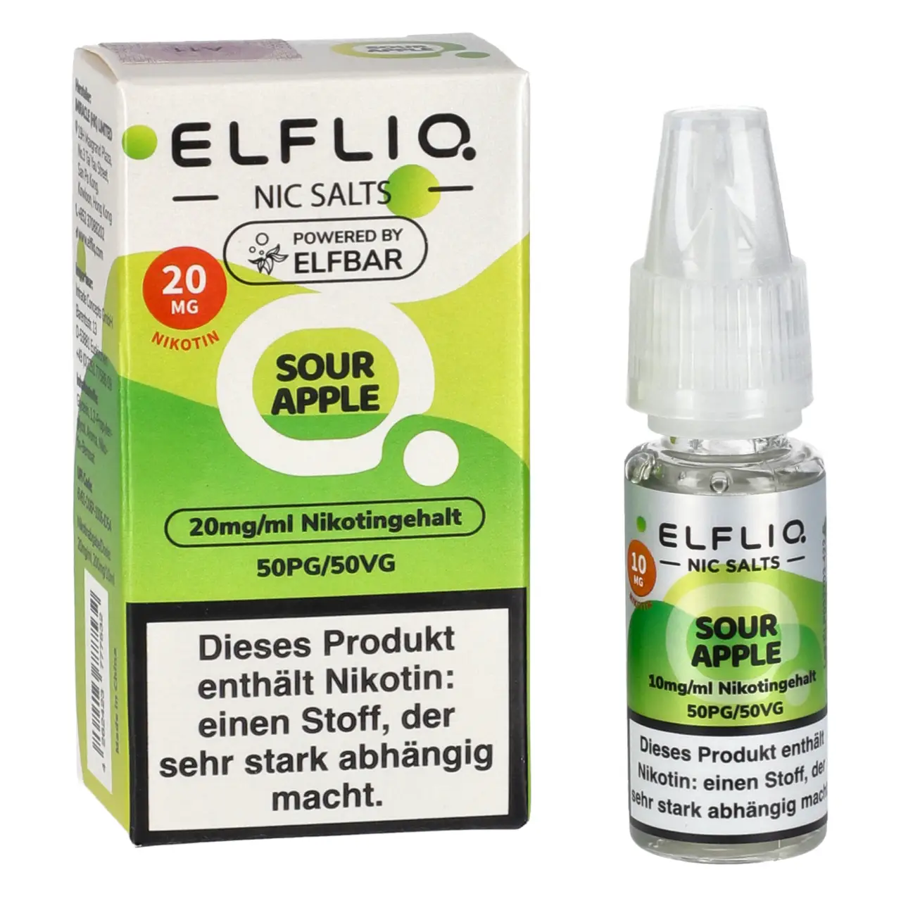 Sour Apple - Elfliq by Elfbar Nikotinsalz Liquid für Mehrweg Vape - 10ml