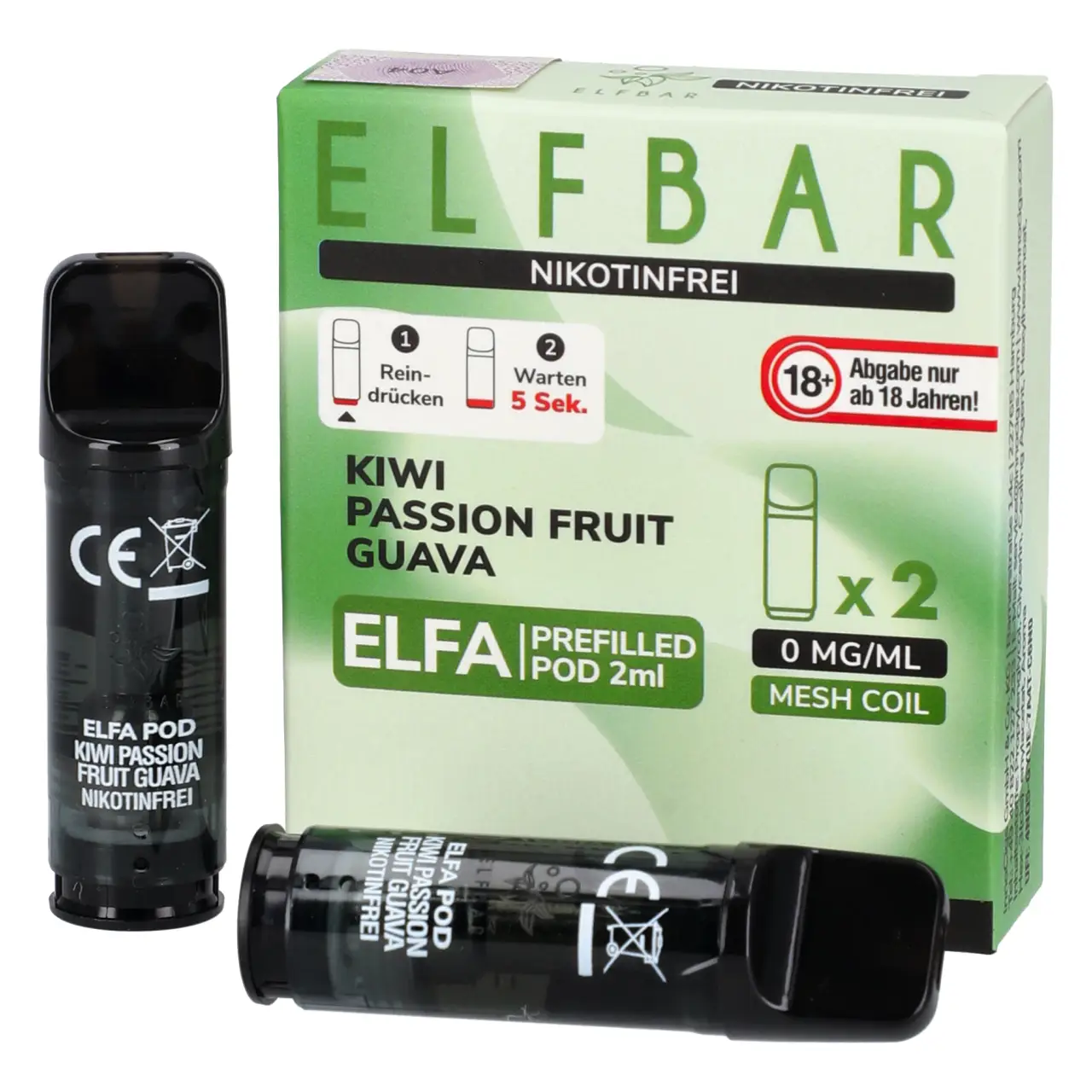 Nikotinfreie Elfbar ELFA Pods Kiwi Passion Fruit Guava