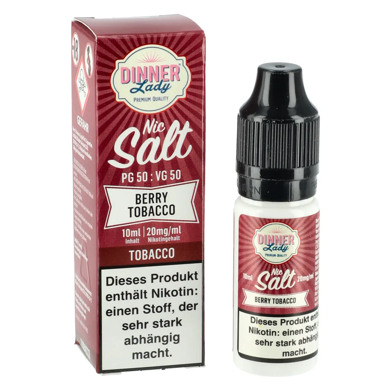 Berry Tobacco - Dinner Lady Nic Salt Liquid für Mehrweg Vape - 10ml