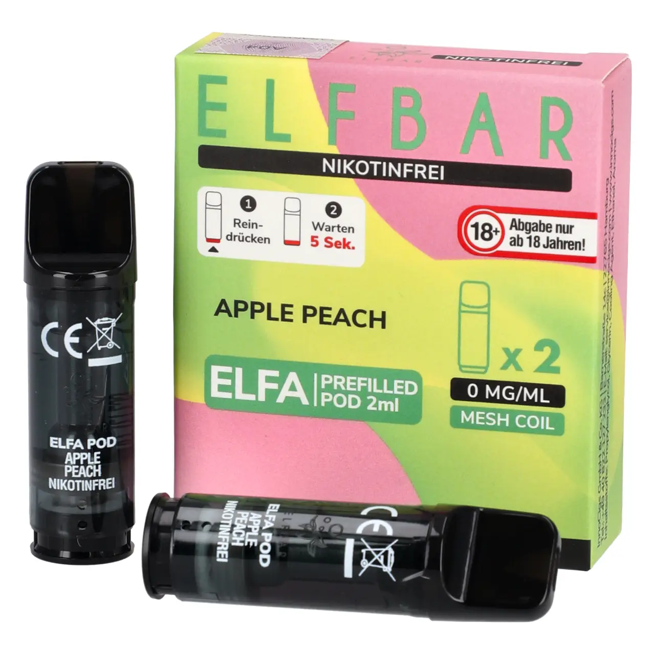 Nikotinfreie Elfbar ELFA Pods Apple Peach