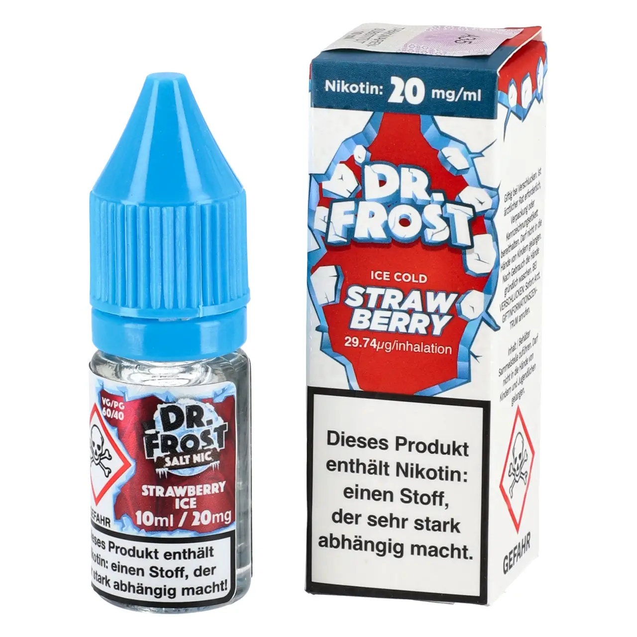 Ice Cold Strawberry - Dr. Frost Nikotinsalz Liquid für Mehrweg Vape - 10ml