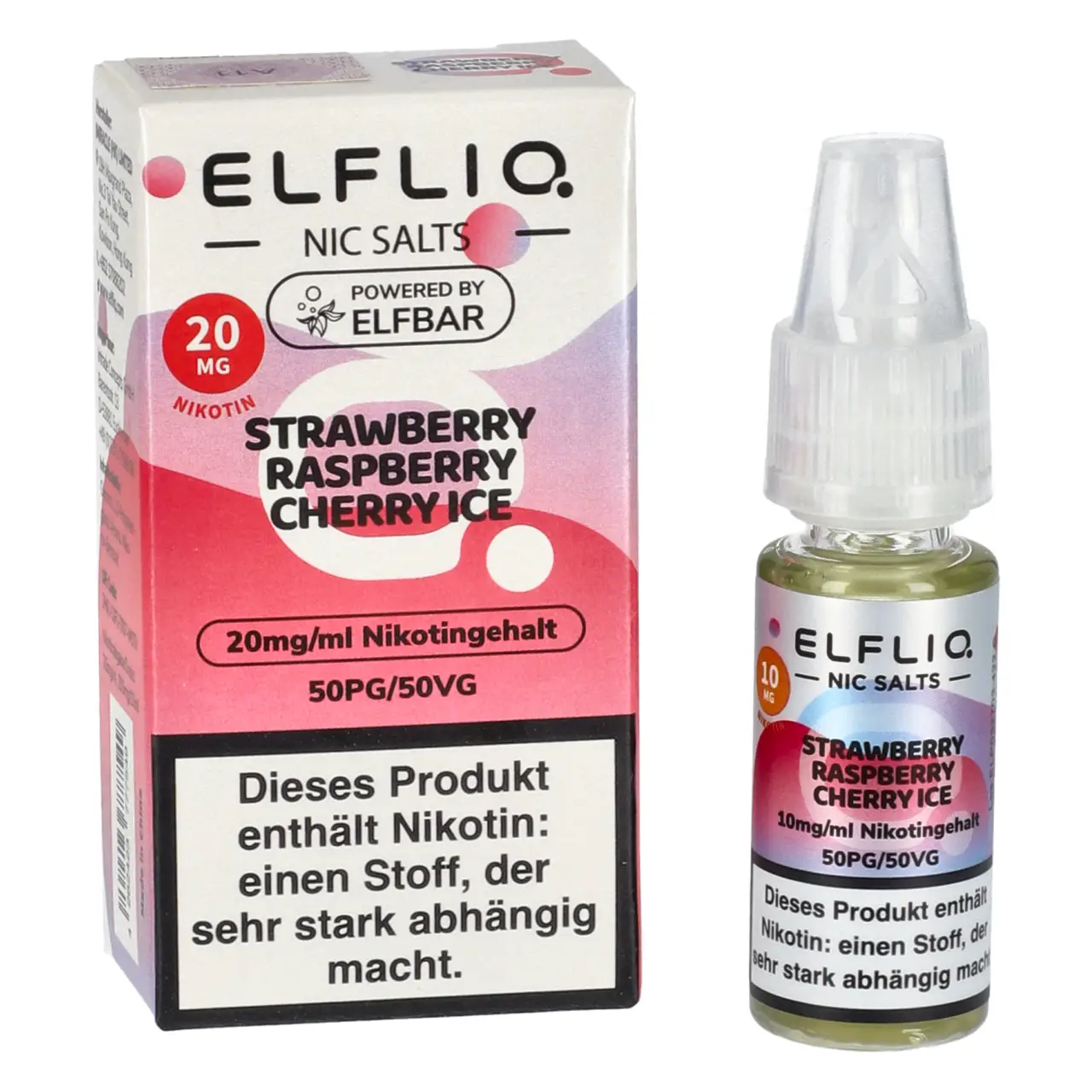 Strawberry Raspberry Cherry Ice - Elfliq by Elfbar Nikotinsalz Liquid für Mehrweg Vape - 10ml