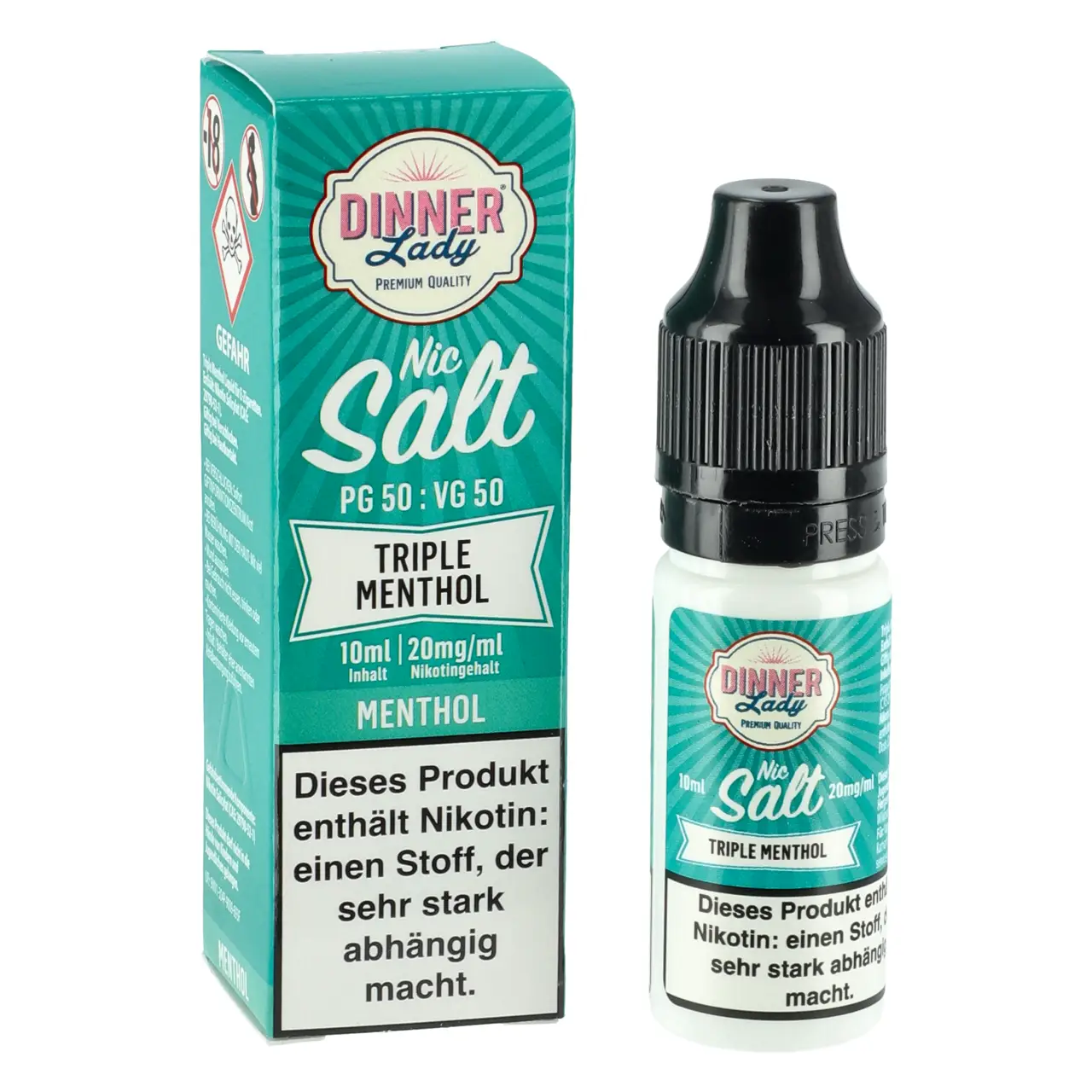 Triple Menthol - Dinner Lady Nic Salt Liquid für Mehrweg Vape - 10ml