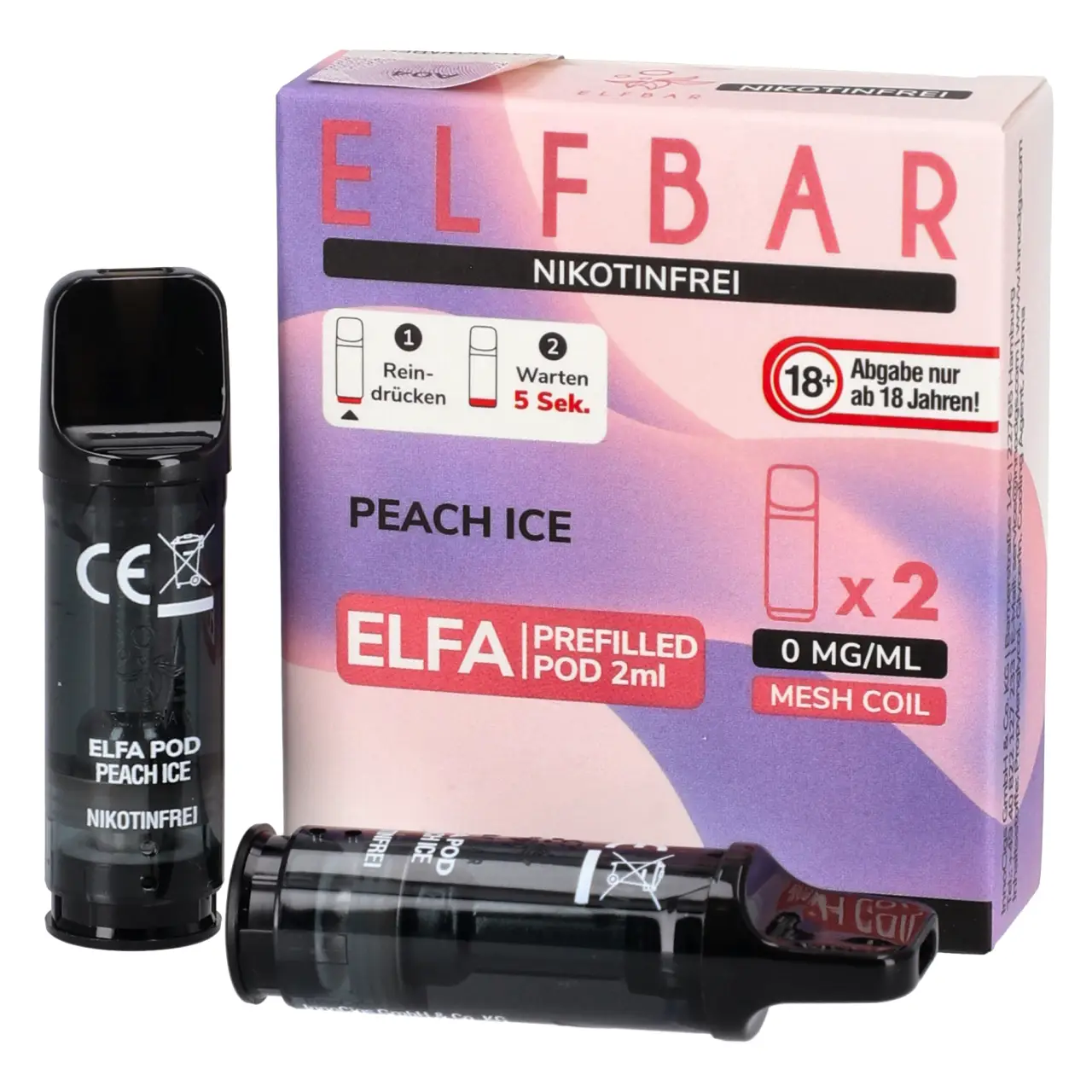 Nikotinfreie Elfbar ELFA Pods Peach Ice