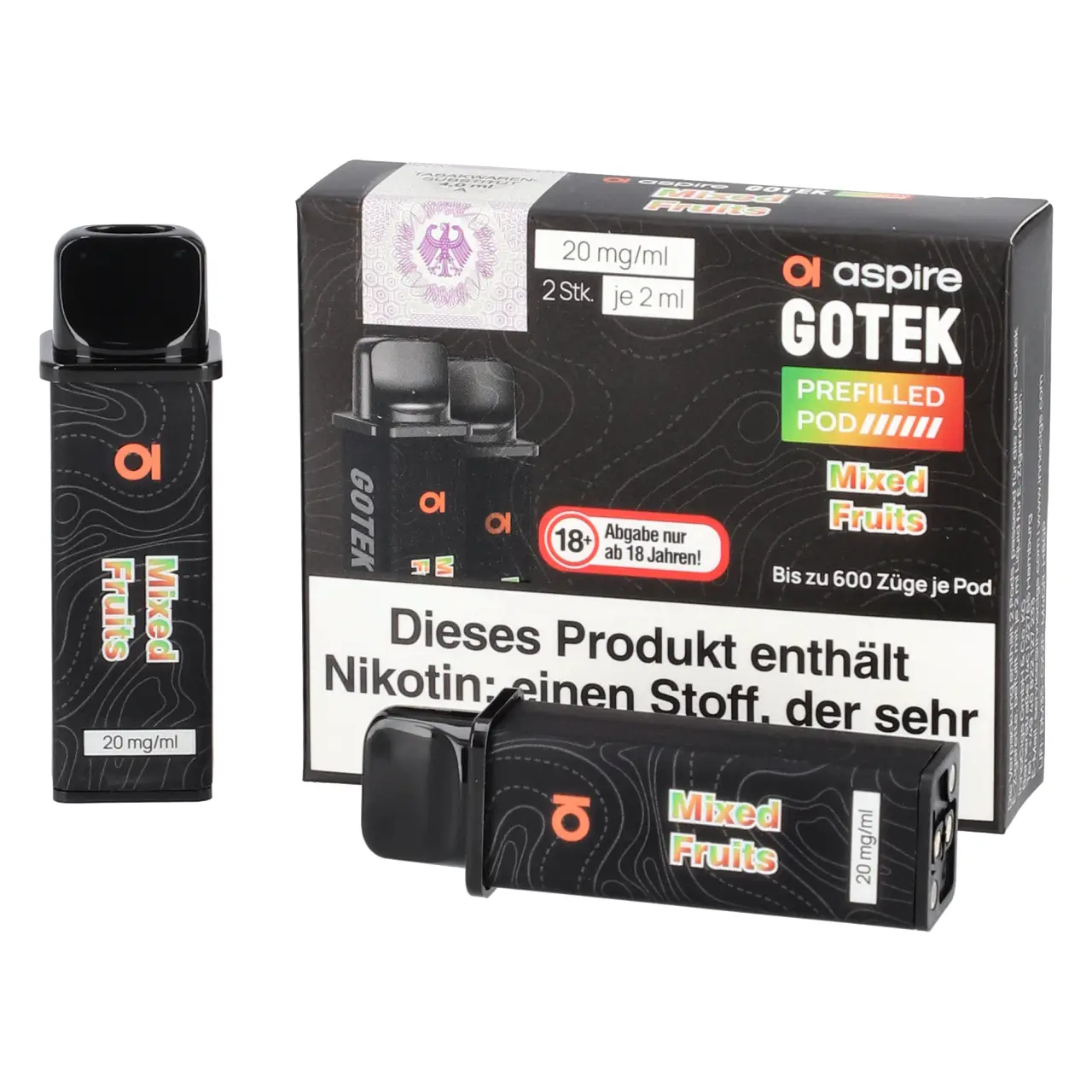 Mixed Fruits - Aspire Gotek Prefilled Pod für Mehrweg Vape - befüllt mit 2ml Liquid - 2er Packung