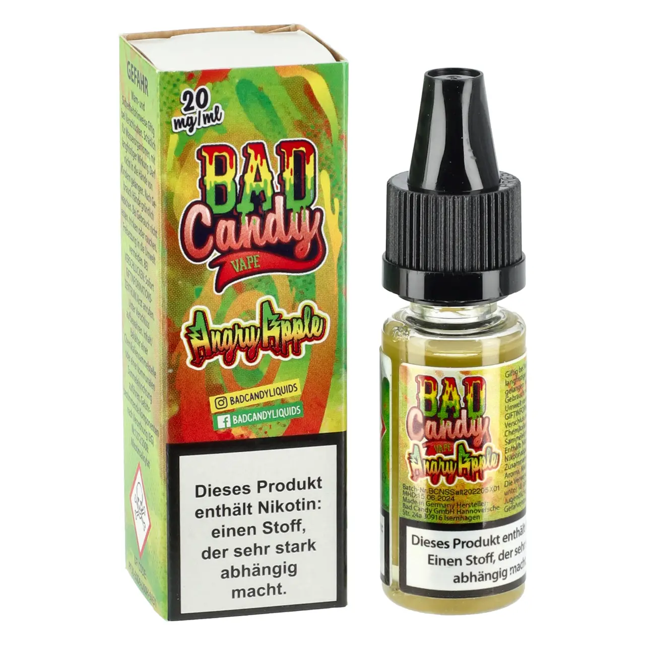 Angry Apple - Bad Candy Vape Nikotinsalz Liquid für Mehrweg Vape - 10ml